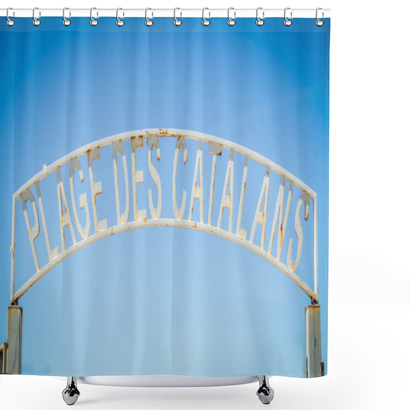 Personality  Marseille Beach Sign Shower Curtains