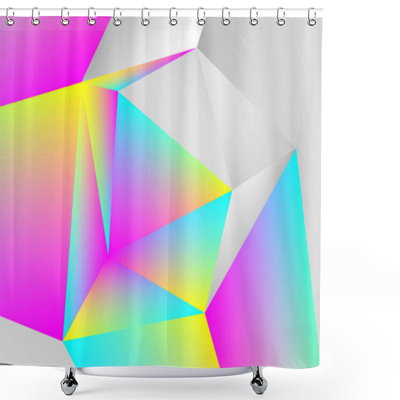 Personality  Beautiful Gradient Holographic Polygon Style Background Shower Curtains