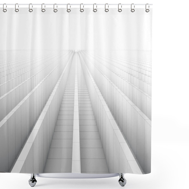 Personality  Abstract 3d Curved Background With Line. Circular Shapes Modern Minimalistic Design. White Smooth Geometric. 3d Rendering Shower Curtains