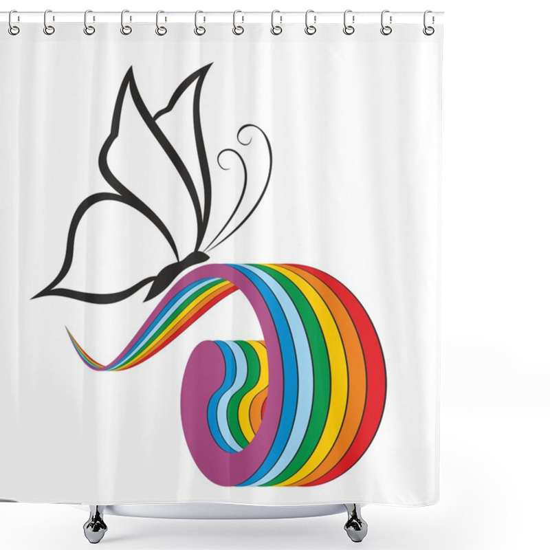 Personality  Logo Of  Butterfly With Rainbow.  Shower Curtains