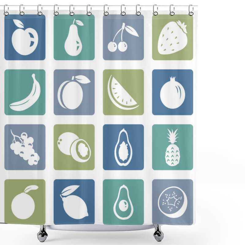 Personality  Set Of Fruit Icons Shower Curtains