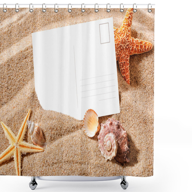 Personality  Postcard On A Beach Shower Curtains