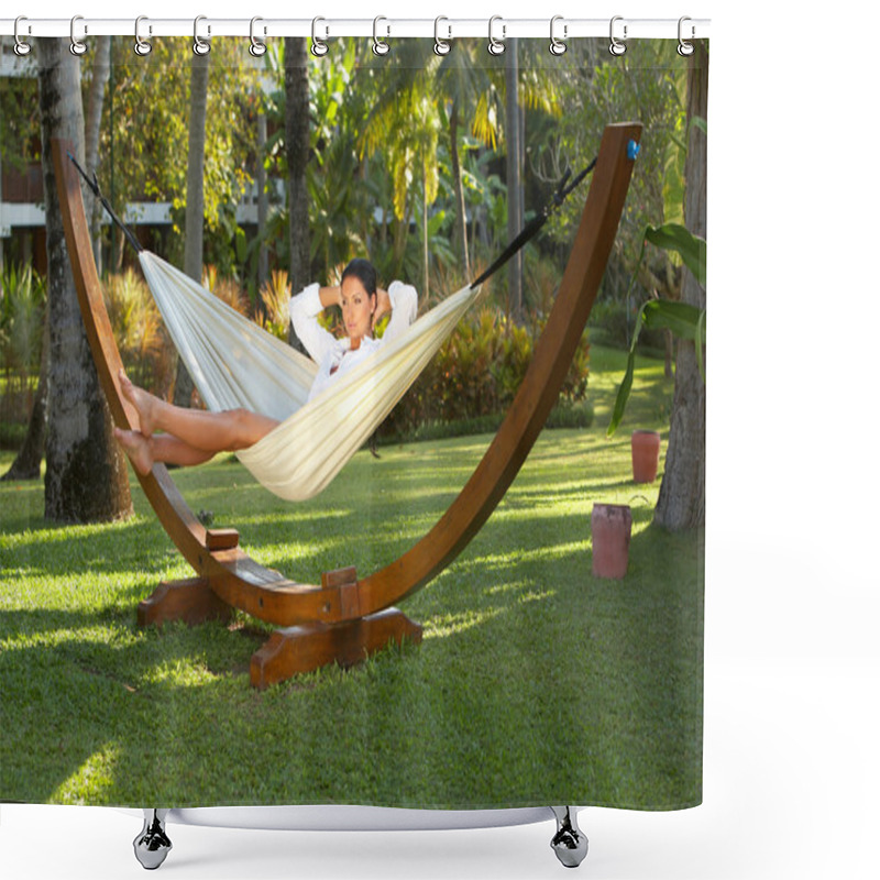 Personality  Woman On Hammock Shower Curtains