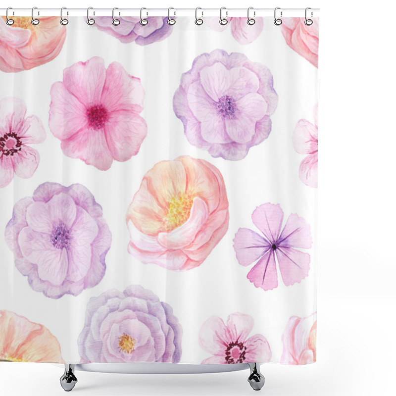 Personality  Seamless Pattern With Pink Flowers Shower Curtains