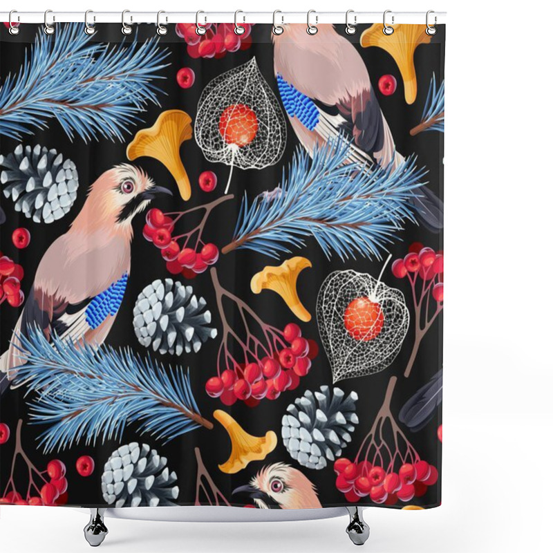 Personality  Forest Birds Seamless Shower Curtains