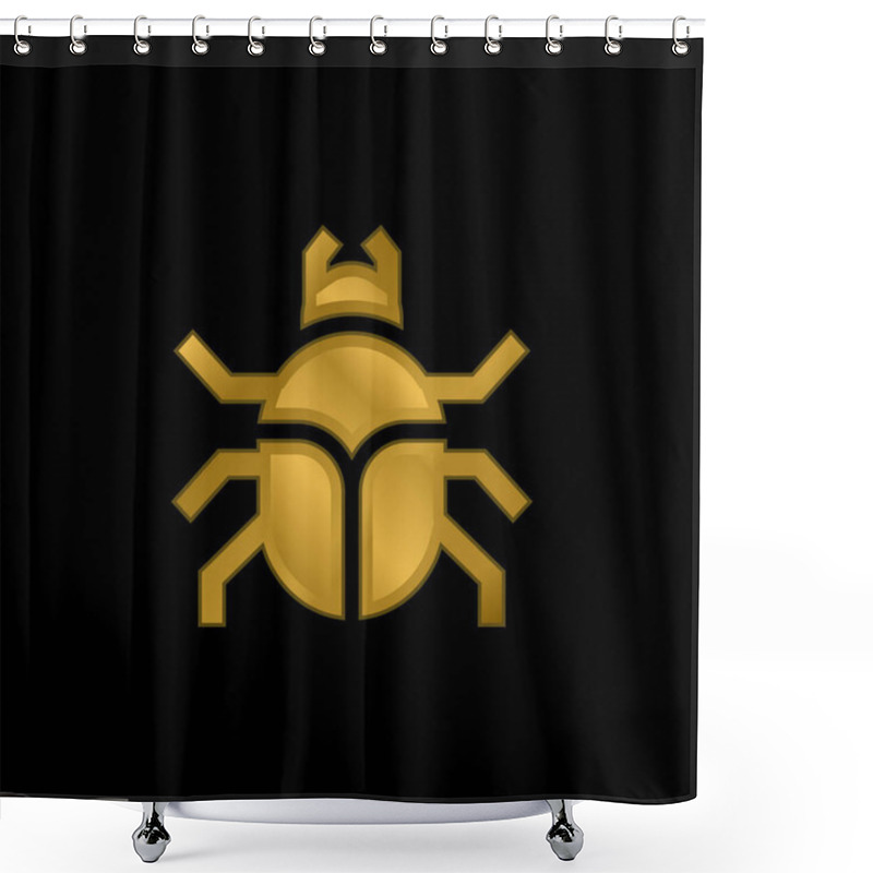 Personality  Beetle Gold Plated Metalic Icon Or Logo Vector Shower Curtains