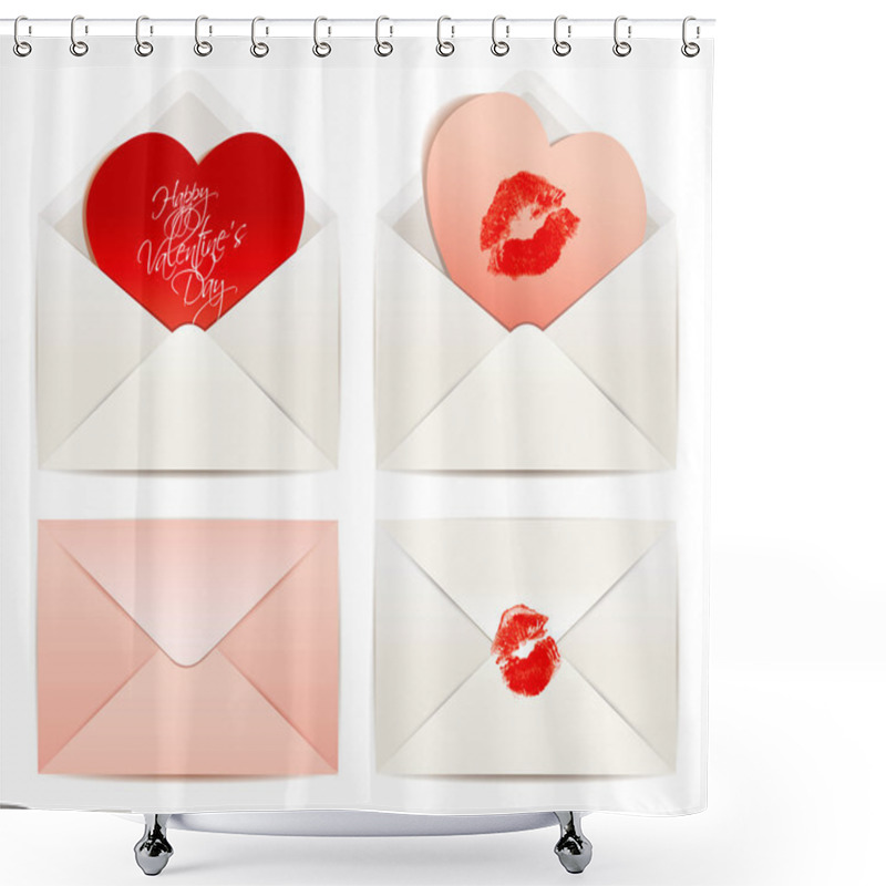 Personality  White Envelope And Hearts, Concept Love Shower Curtains