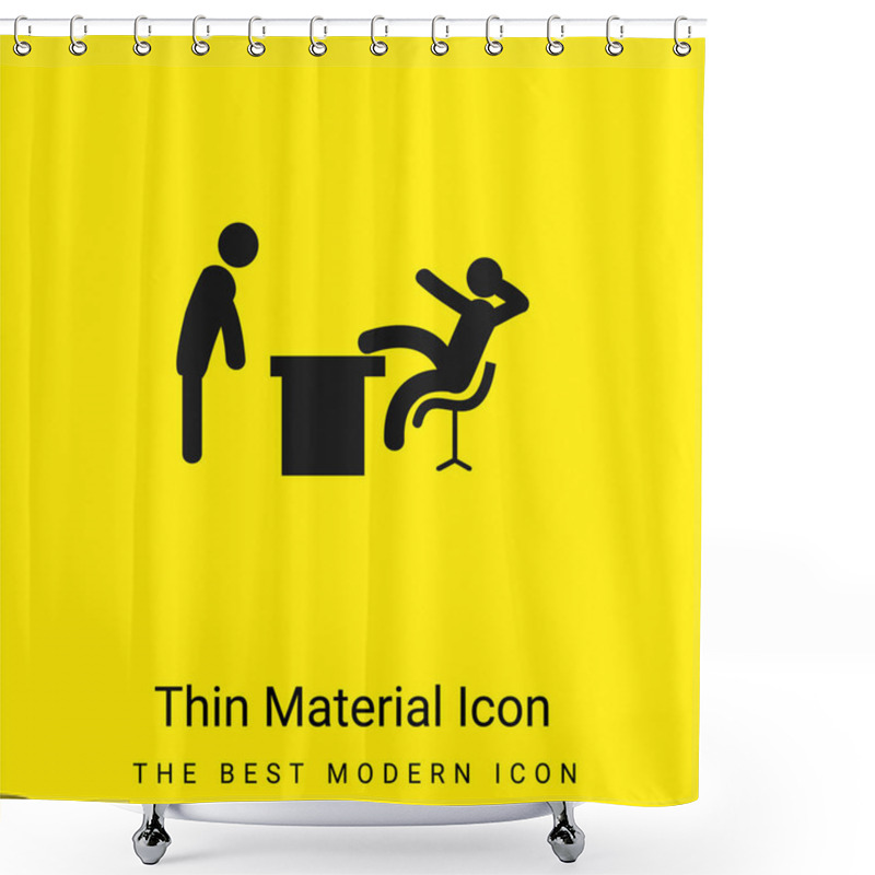 Personality  Boss Office Minimal Bright Yellow Material Icon Shower Curtains