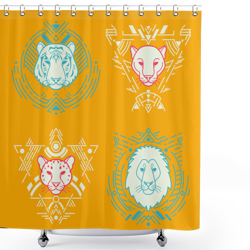 Personality  Animal Heads In Frames Shower Curtains