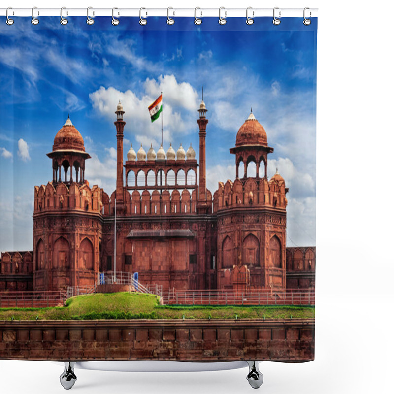 Personality  Red Fort Lal Qila With Indian Flag. Delhi, India Shower Curtains