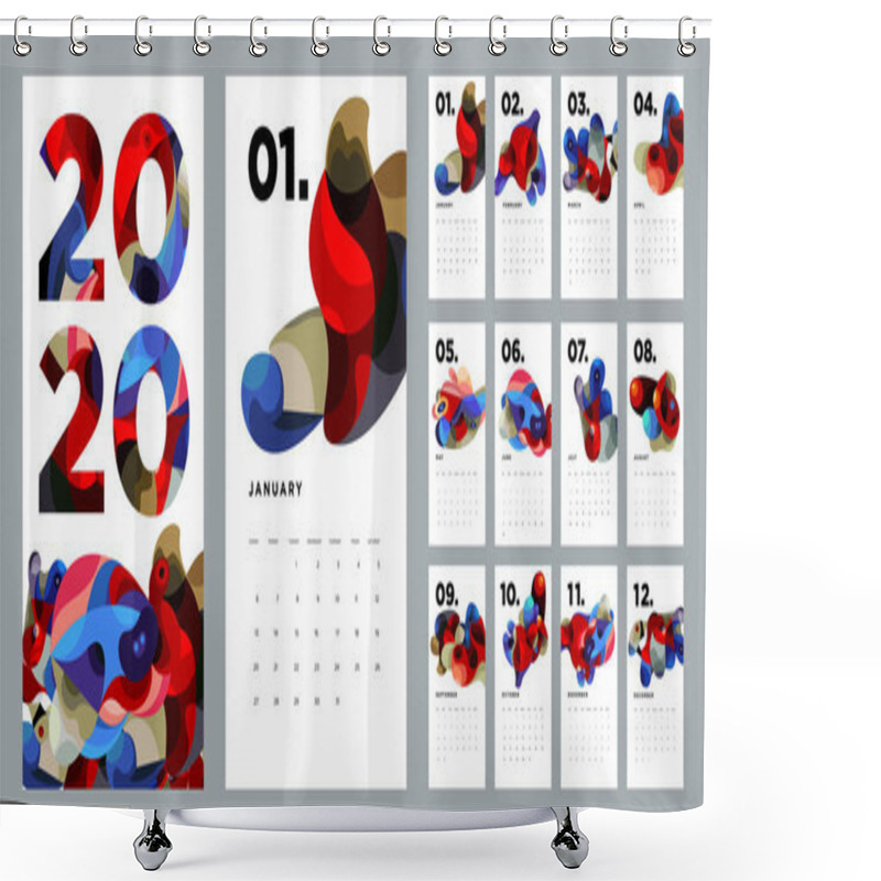 Personality  New Year Calendar With Abstract Motif, Simply Vector Illustration Shower Curtains