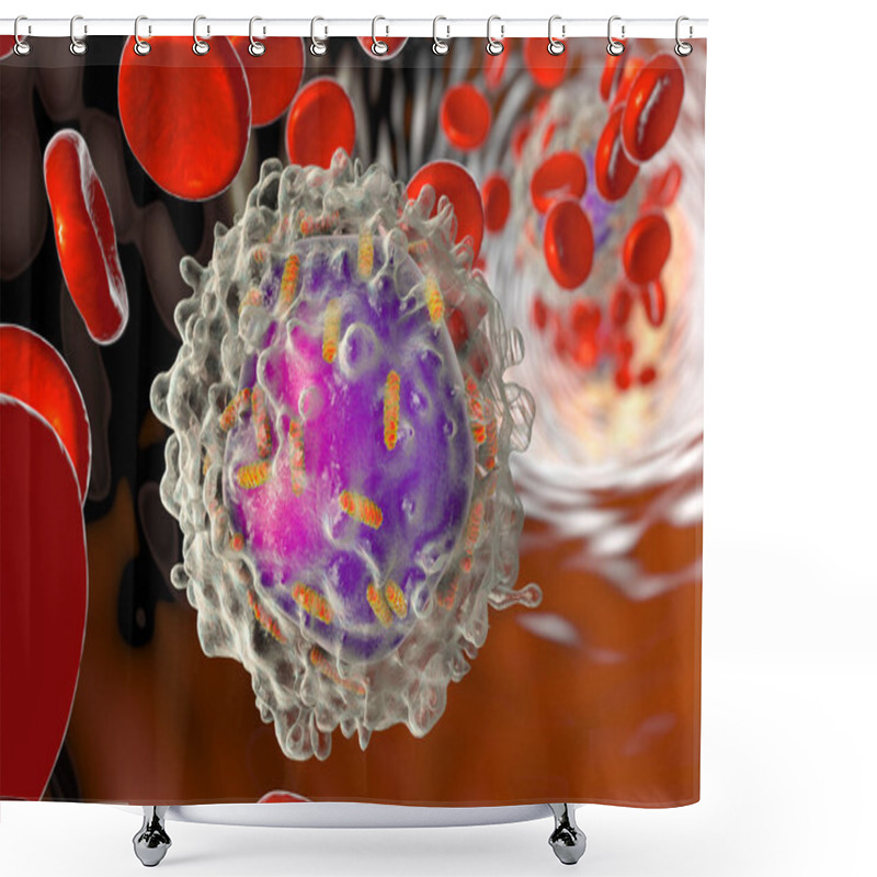 Personality  Leukaemia White Blood Cell With Mitochondria, 3D Illustration. Mitochondrial Metabolism Is A Potential Therapeutic Target In Leukaemia Shower Curtains