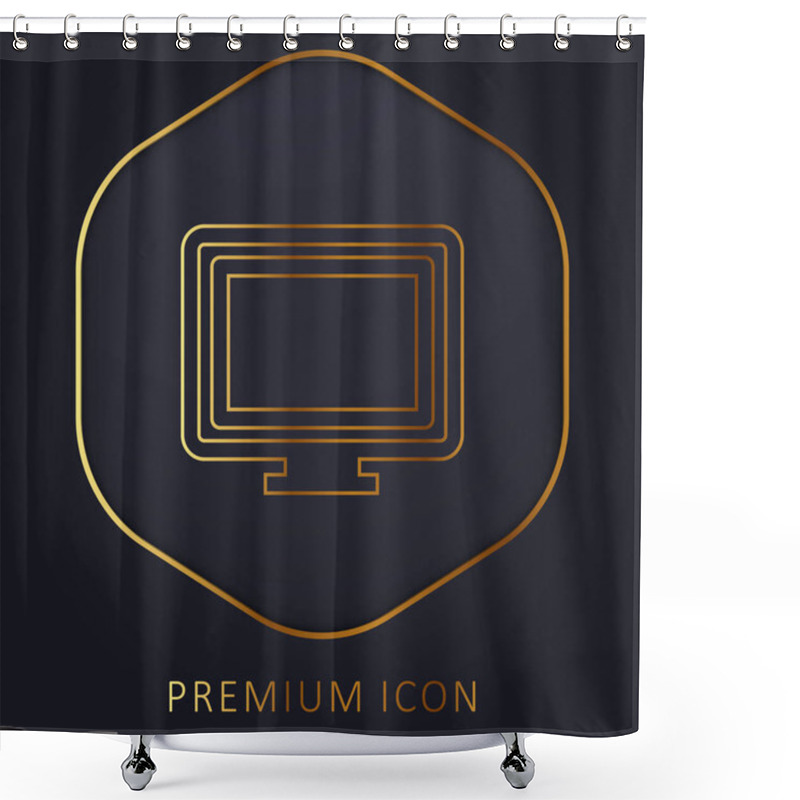 Personality  Big Computer Monitor Golden Line Premium Logo Or Icon Shower Curtains