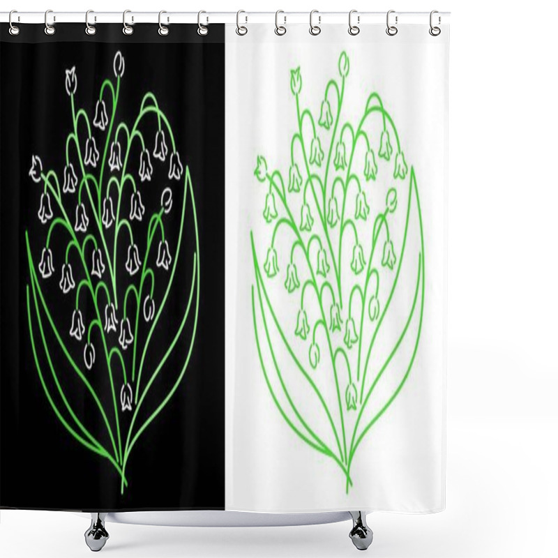 Personality  Abstract Spring Doodle Flower Lily Of The Valley Vector Illustration Art Shower Curtains