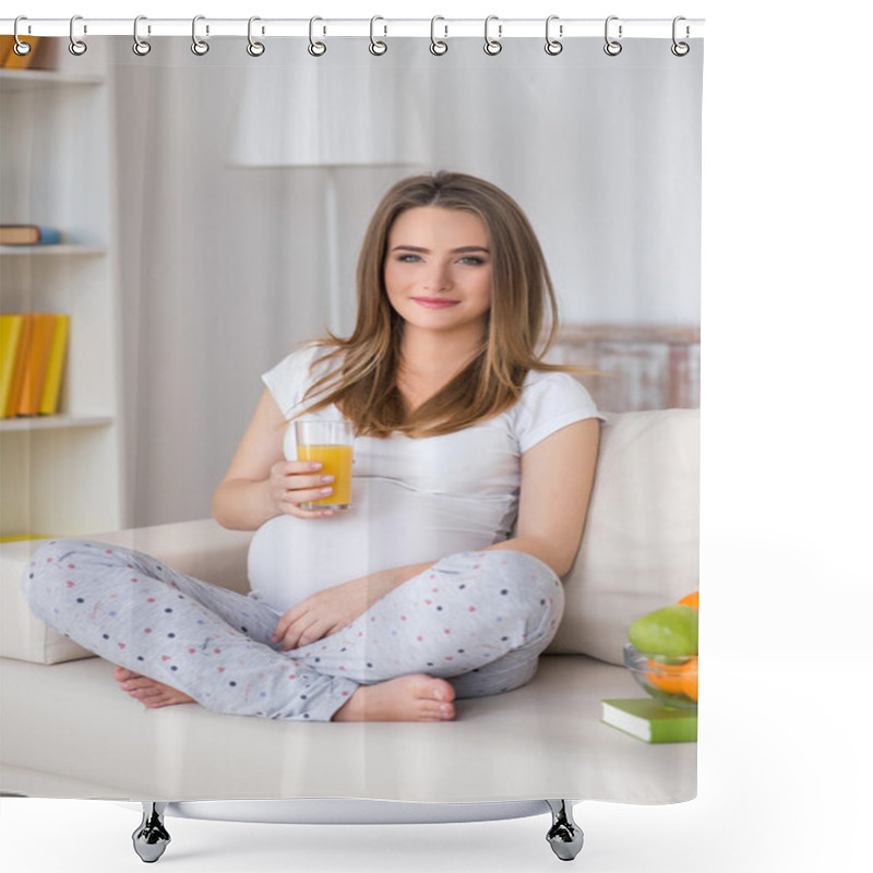 Personality  Pregnancy, Belly, Woman, Husband, Hands, Cup Shower Curtains