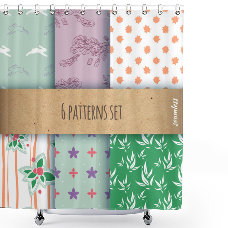 Personality  Set Of The Seamless Patterns Shower Curtains