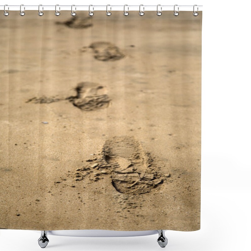 Personality  View Of Footprints On The Sand Shower Curtains