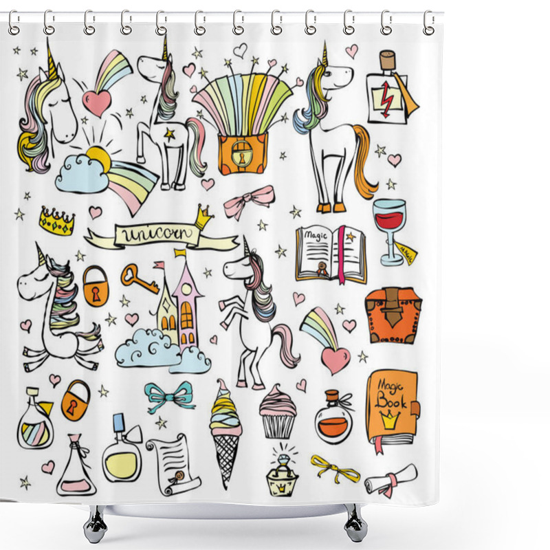 Personality  Stickers With Stylish Unicorns Shower Curtains