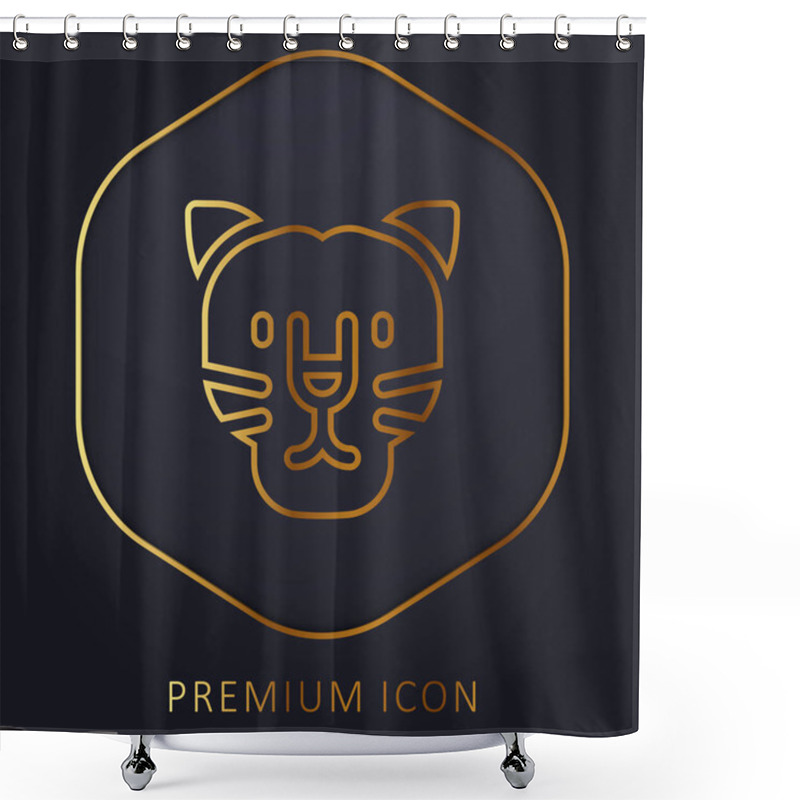 Personality  Black Panther Golden Line Premium Logo Or Icon Shower Curtains