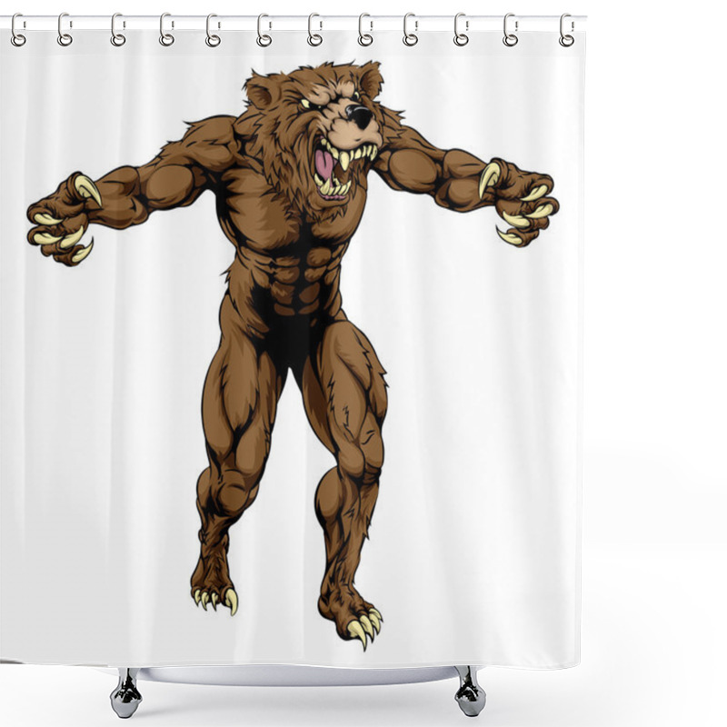 Personality  Bear Scary Sports Mascot Shower Curtains