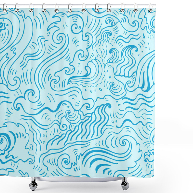 Personality  Sea Waves.  Seamless Background Shower Curtains