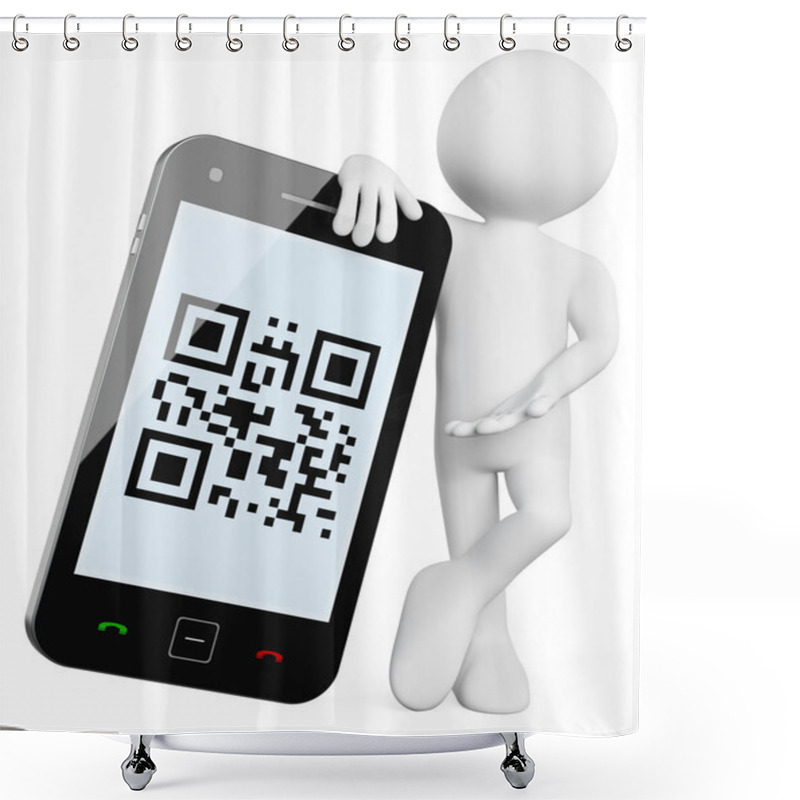 Personality  3D Man - Mobile QR Codes Shower Curtains