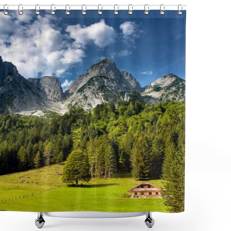 Personality  House In Mountains Shower Curtains