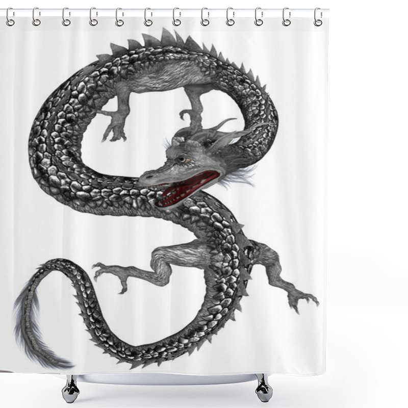 Personality  Silver Eastern Dragon Shower Curtains