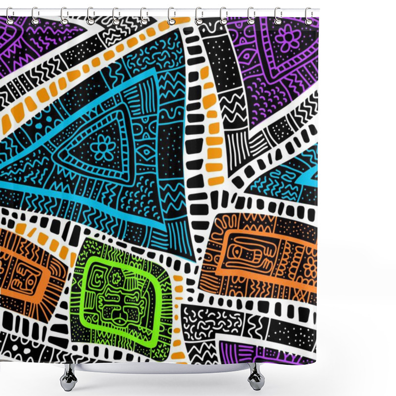 Personality  Seamless Pattern Of African Motifs Shower Curtains