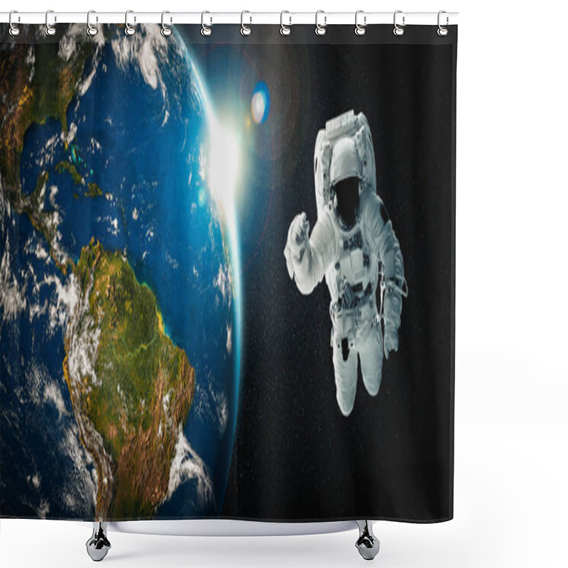 Personality  Astronaut Spaceman Do Spacewalk While Working For Space Station Shower Curtains