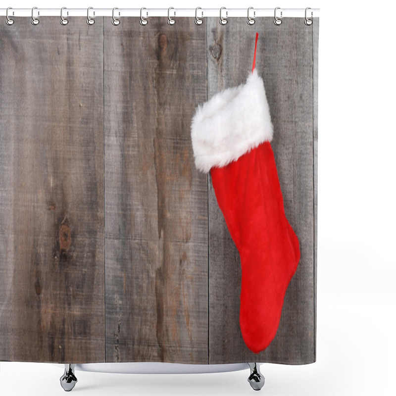 Personality  Christmas Sock On Wood Shower Curtains