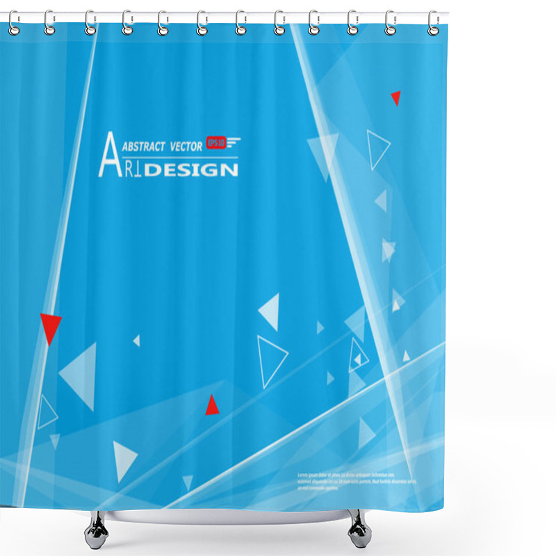 Personality  Abstract Composition, Text Frame Surface, White, Blue Title Sheet, A4 Brochure Issue, Creative Figure, Polygonal Triangle Con, Logo Construction, Banner Form Texture, Flyer Fiber, EPS10 Backdrop Set Shower Curtains