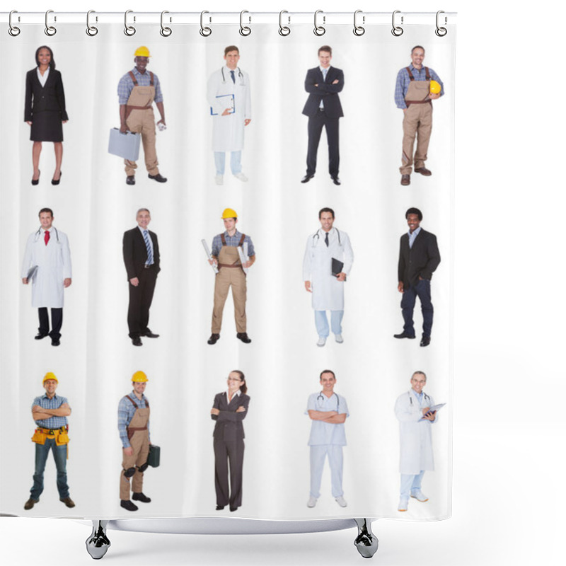 Personality  Multiethnic People With Various Occupations Shower Curtains