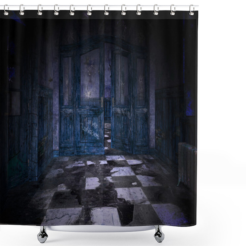 Personality  Blue Scary Interior Shower Curtains