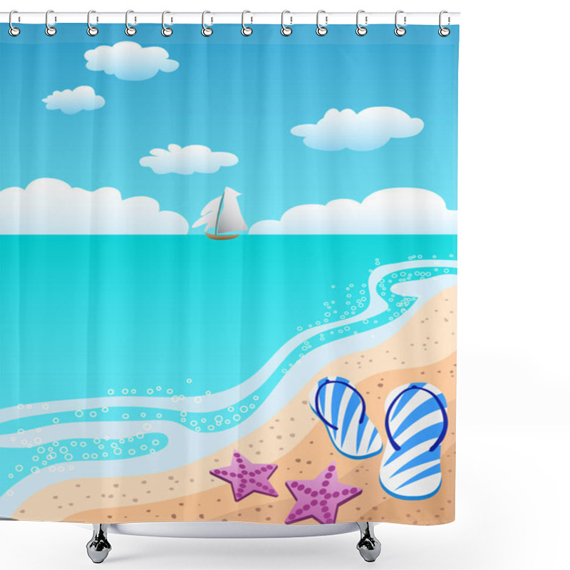 Personality  Sandals On The Beach Shower Curtains