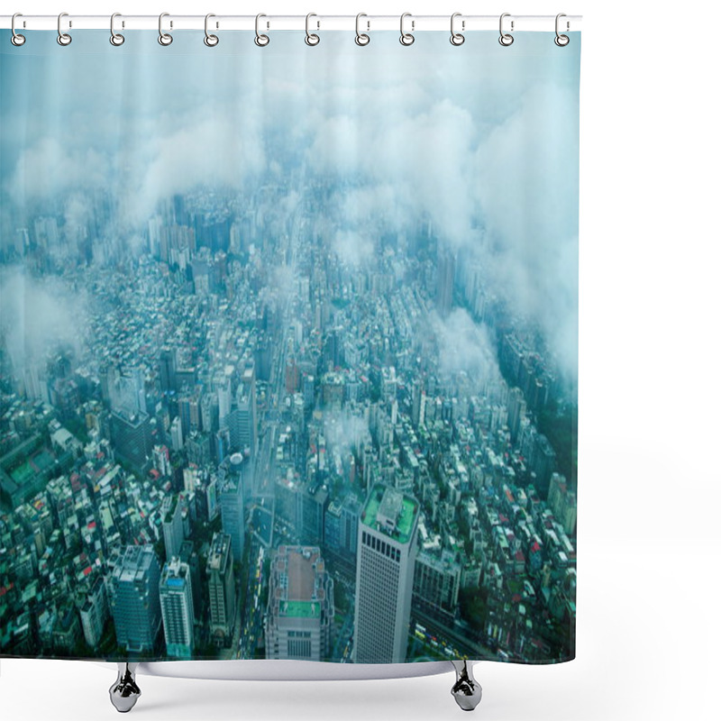 Personality  King Of The Clouds Overlooking Taipei 101 Tower In Taipei, Taiwan Shower Curtains