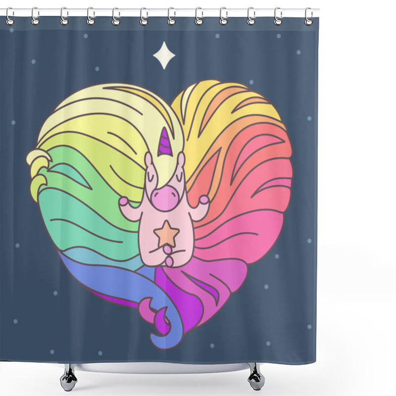 Personality  Print Art Of Cute Unicorn.  Shower Curtains