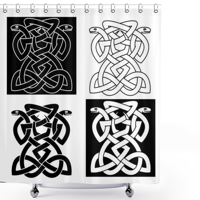 Personality  Intricate Intertwined Snakes Emblem Shower Curtains