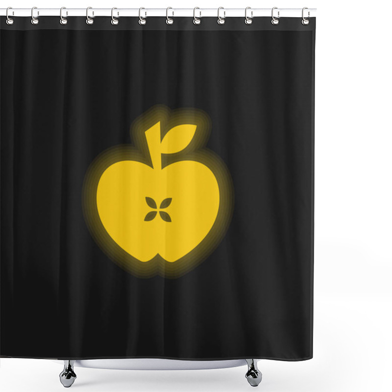 Personality  Apple Heart Yellow Glowing Neon Icon Shower Curtains