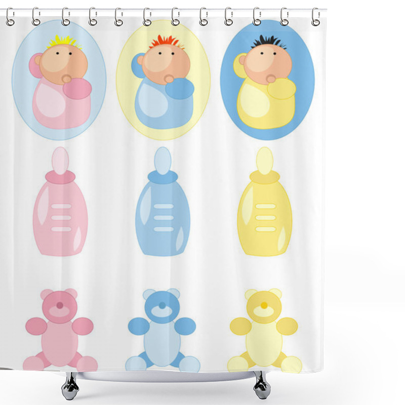 Personality  Baby Accesories Icons Set Shower Curtains