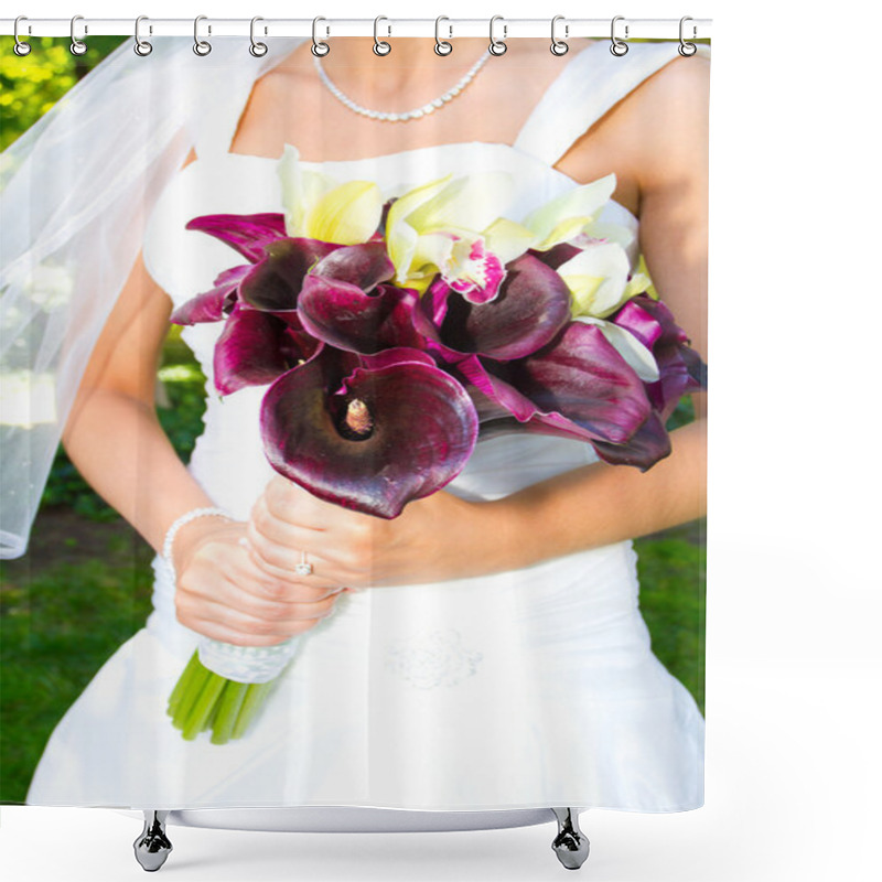 Personality  Bride Holding Bouquet Shower Curtains