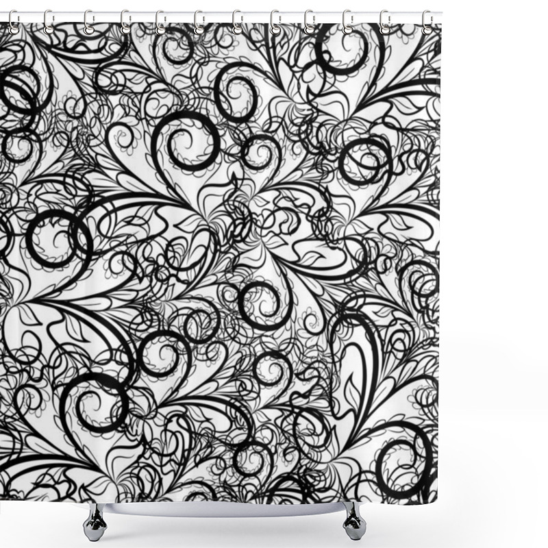 Personality  Black Seamless Lace Background Shower Curtains