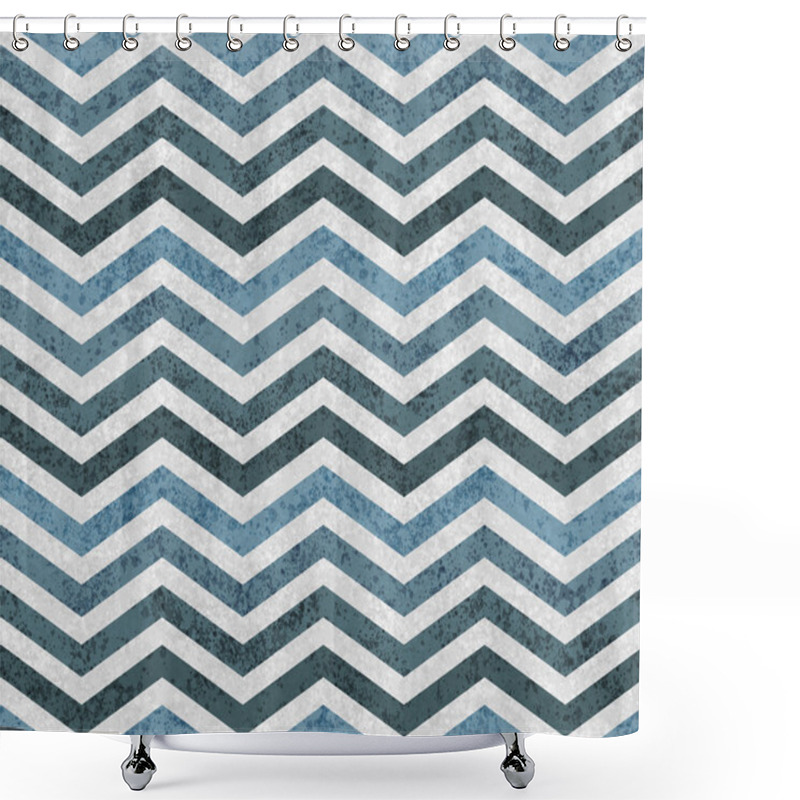 Personality  Blue Zigzag Textured Fabric Background Shower Curtains