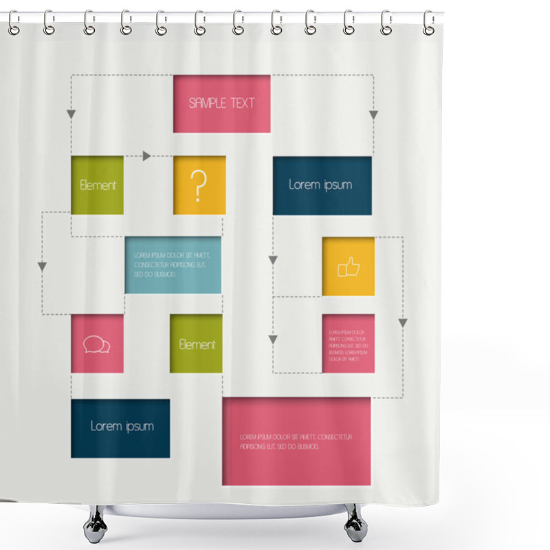 Personality  Flow Chart Scheme. Infographics Elements. Vector Design. Shower Curtains