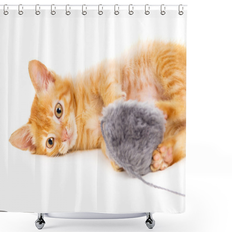 Personality  Red Cat Plays With A Toy Shower Curtains