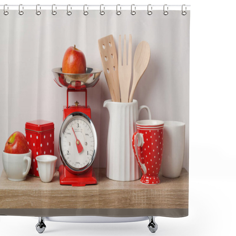 Personality  Kitchen Shelf With Scales  Shower Curtains