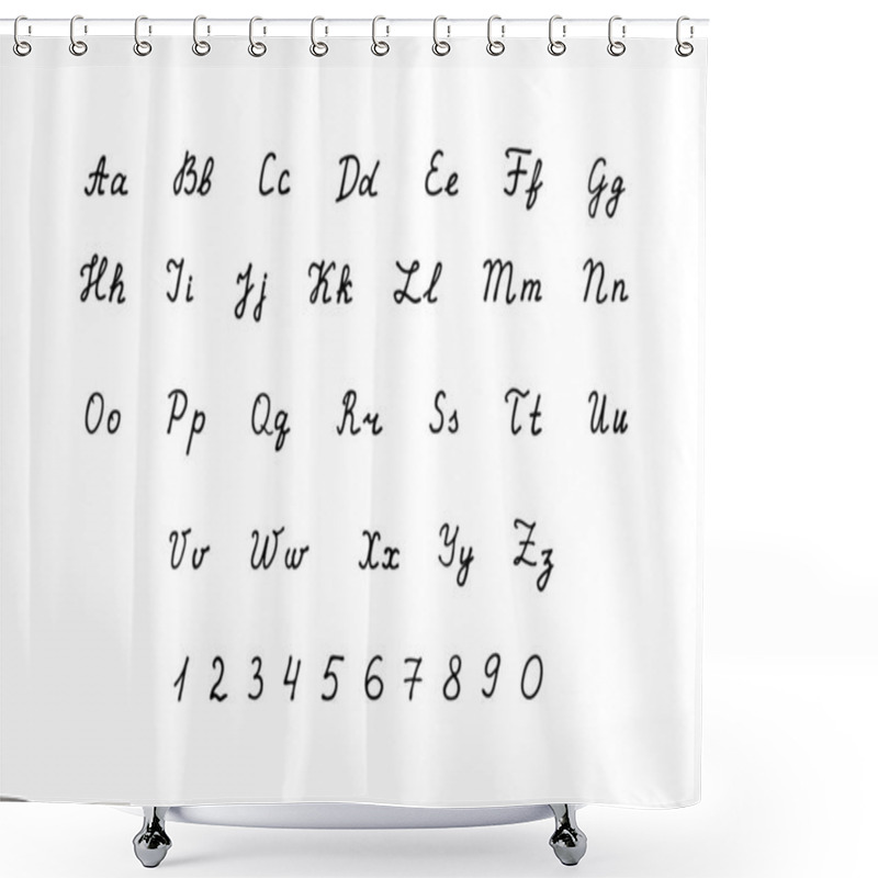 Personality  Hand Drawn Vector Alphabet. Calligraphic Script Font. Calligraph Shower Curtains