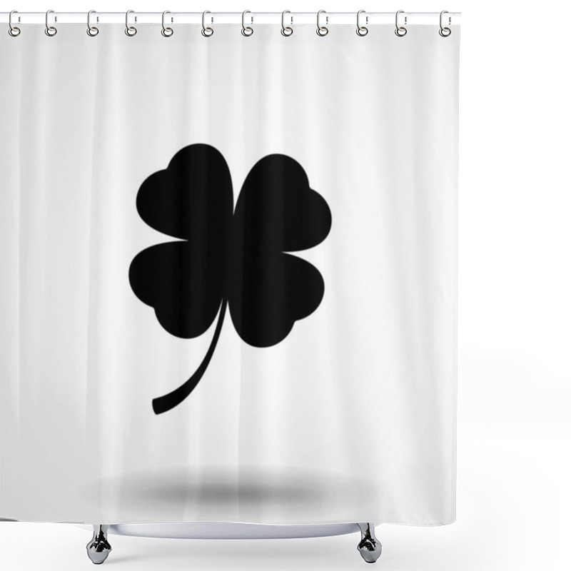 Personality  Four Leaf Clover Icon. Black Icon Isolated On White Background. Clover Silhouette. Simple Icon. Web Site Page And Mobile App Design Vector Element. Shower Curtains