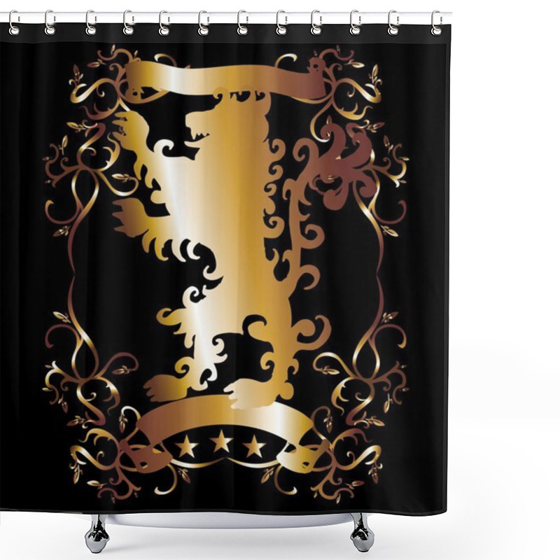 Personality  Golden Eagle Frame And Shield Vector Art Shower Curtains