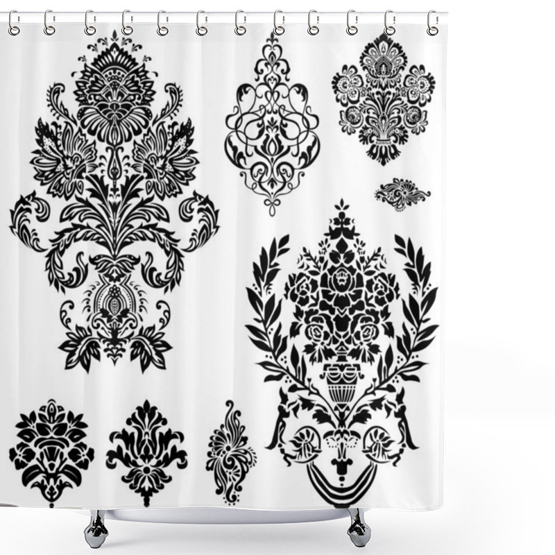 Personality  Set Of Ornamental Vector Damask Illustrations. Easy To Edit. Perfect For Invitations Or Announcements. Shower Curtains